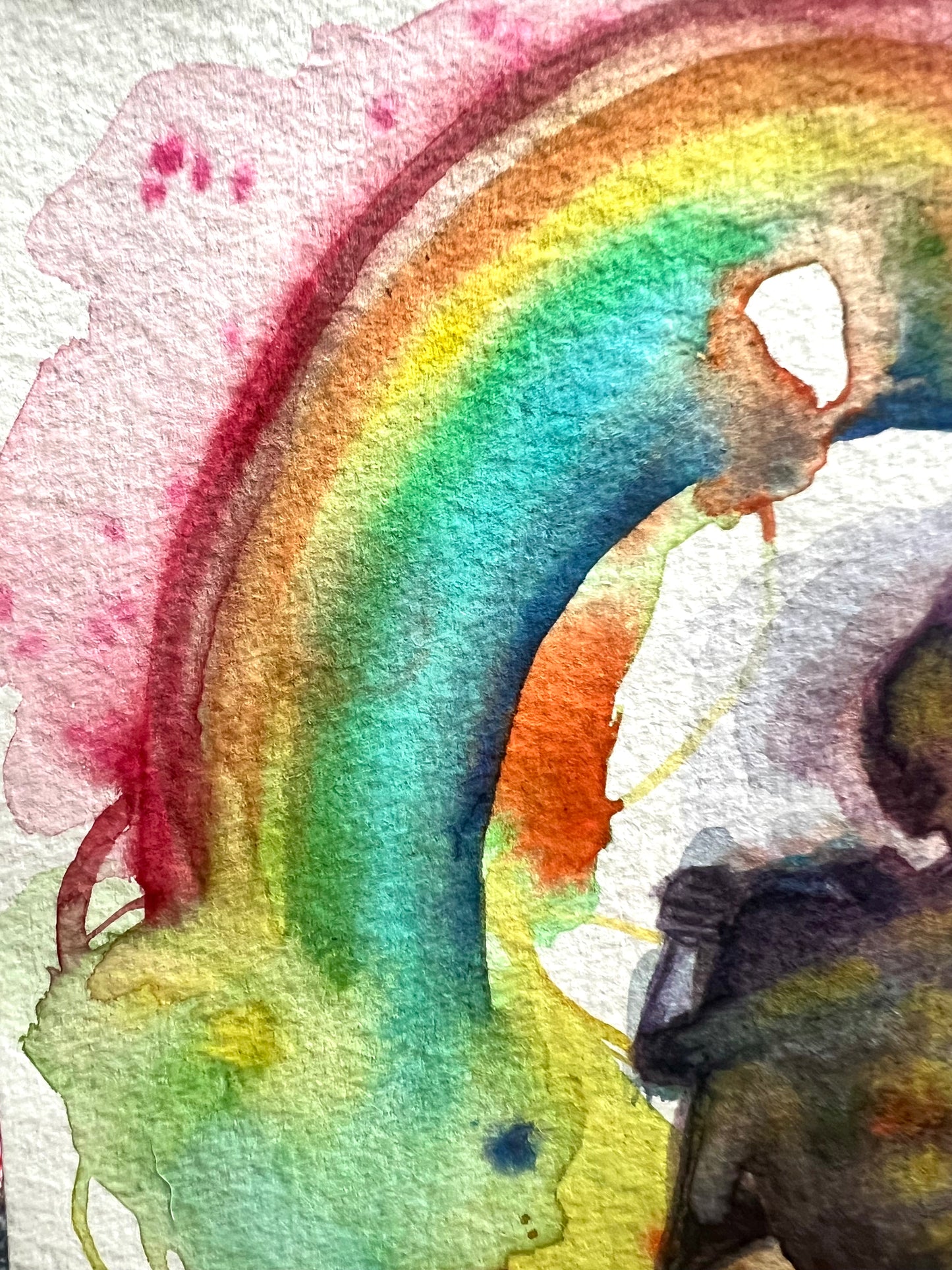 Original watercolor painting: Somewhere Under The Rainbow