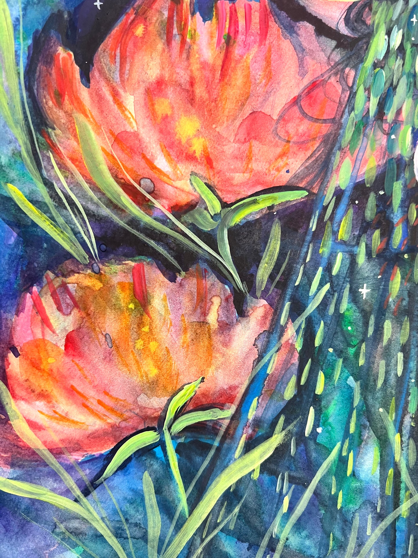 Watercolor and gouache painting: Illumination