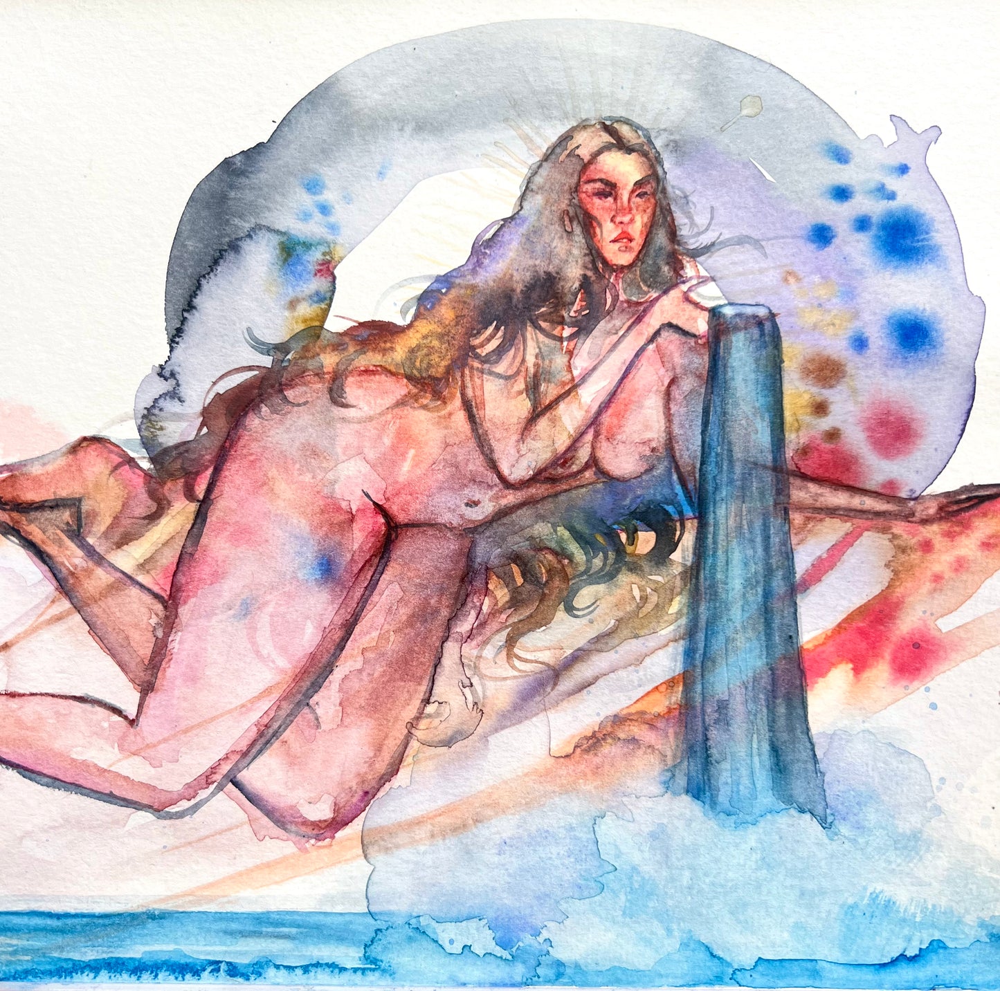 Original watercolor painting: Water The Depth