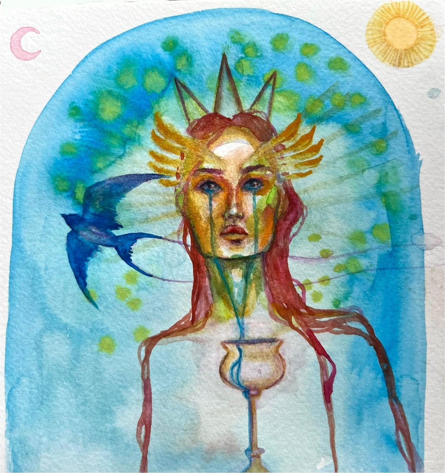 Original watercolor painting: Ace Of Cups