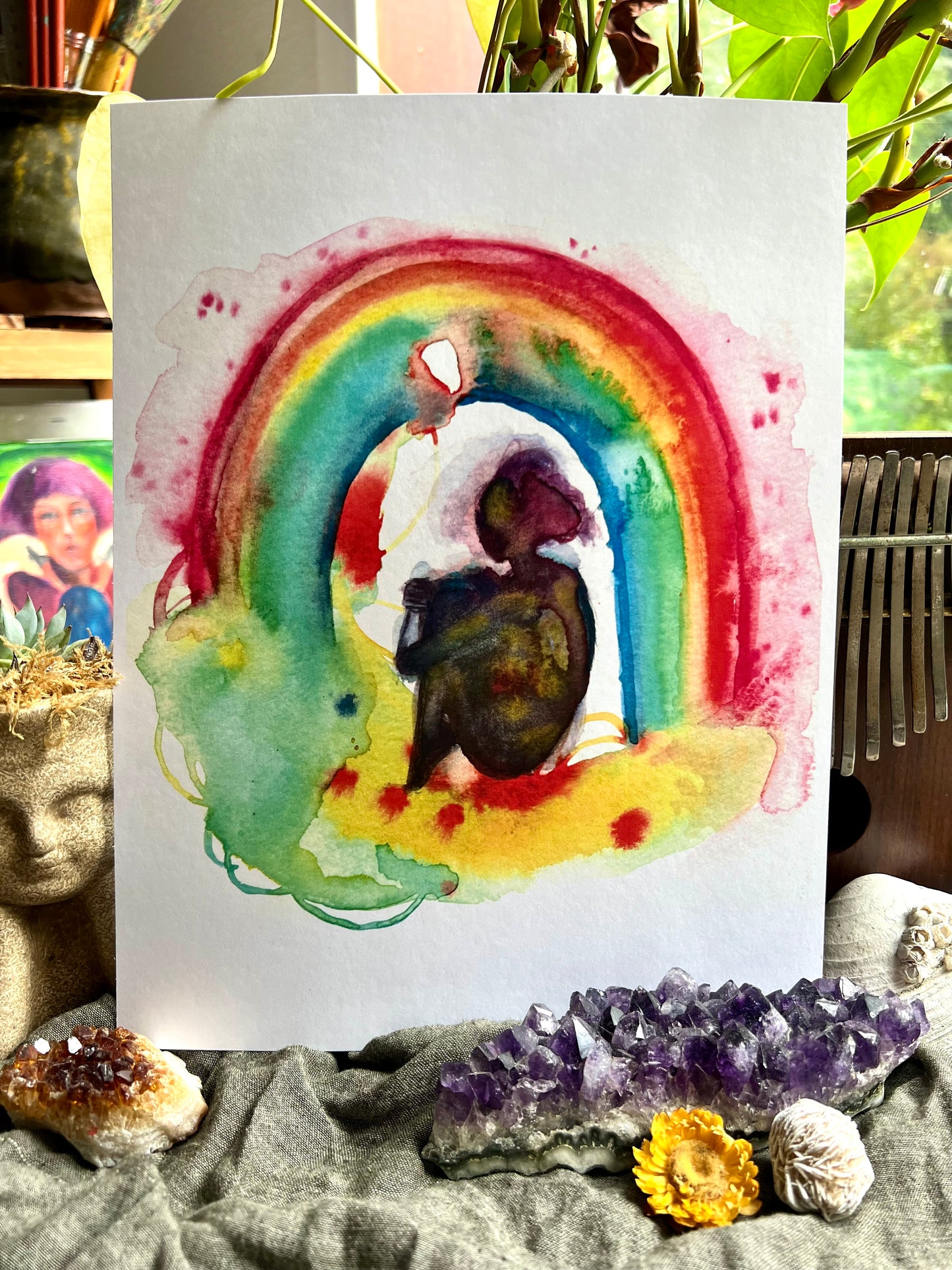 Original watercolor print: Somewhere Under The Rainbow