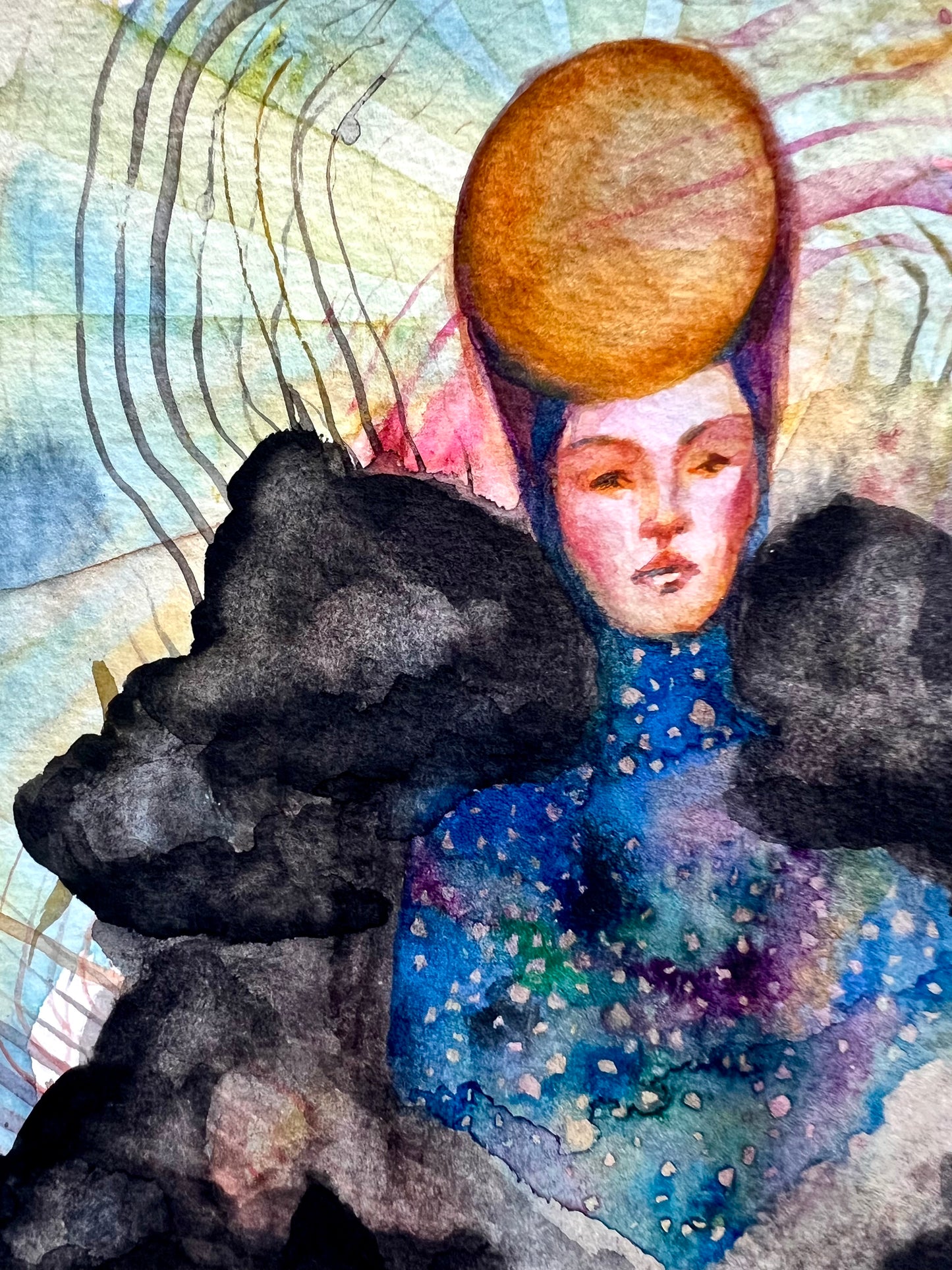 Original watercolor painting: Downpour