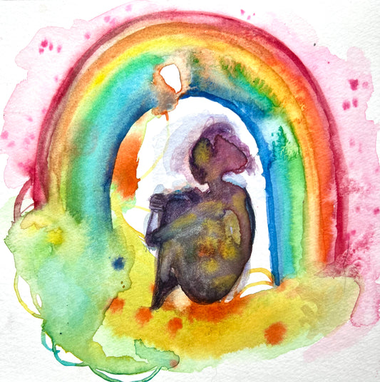Original watercolor painting: Somewhere Under The Rainbow
