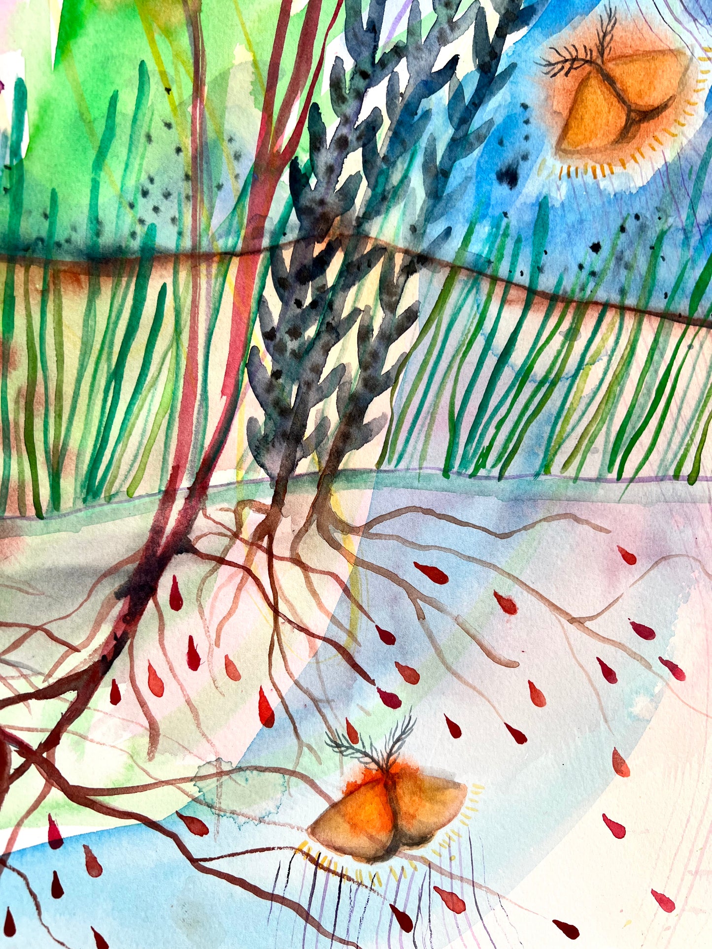 Original watercolor painting: Secrets Of The Night