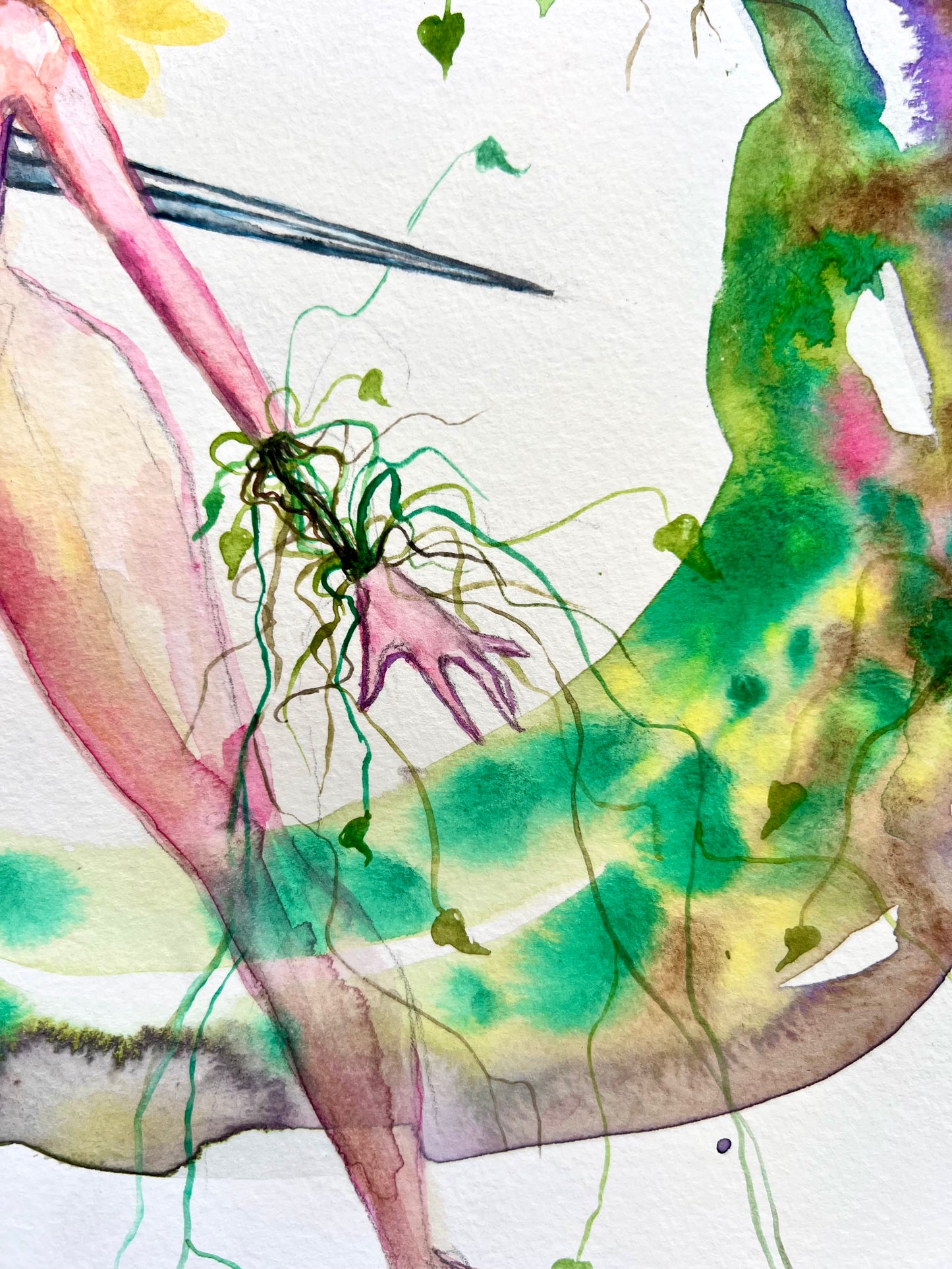 Original watercolor painting: The Severing The Mending