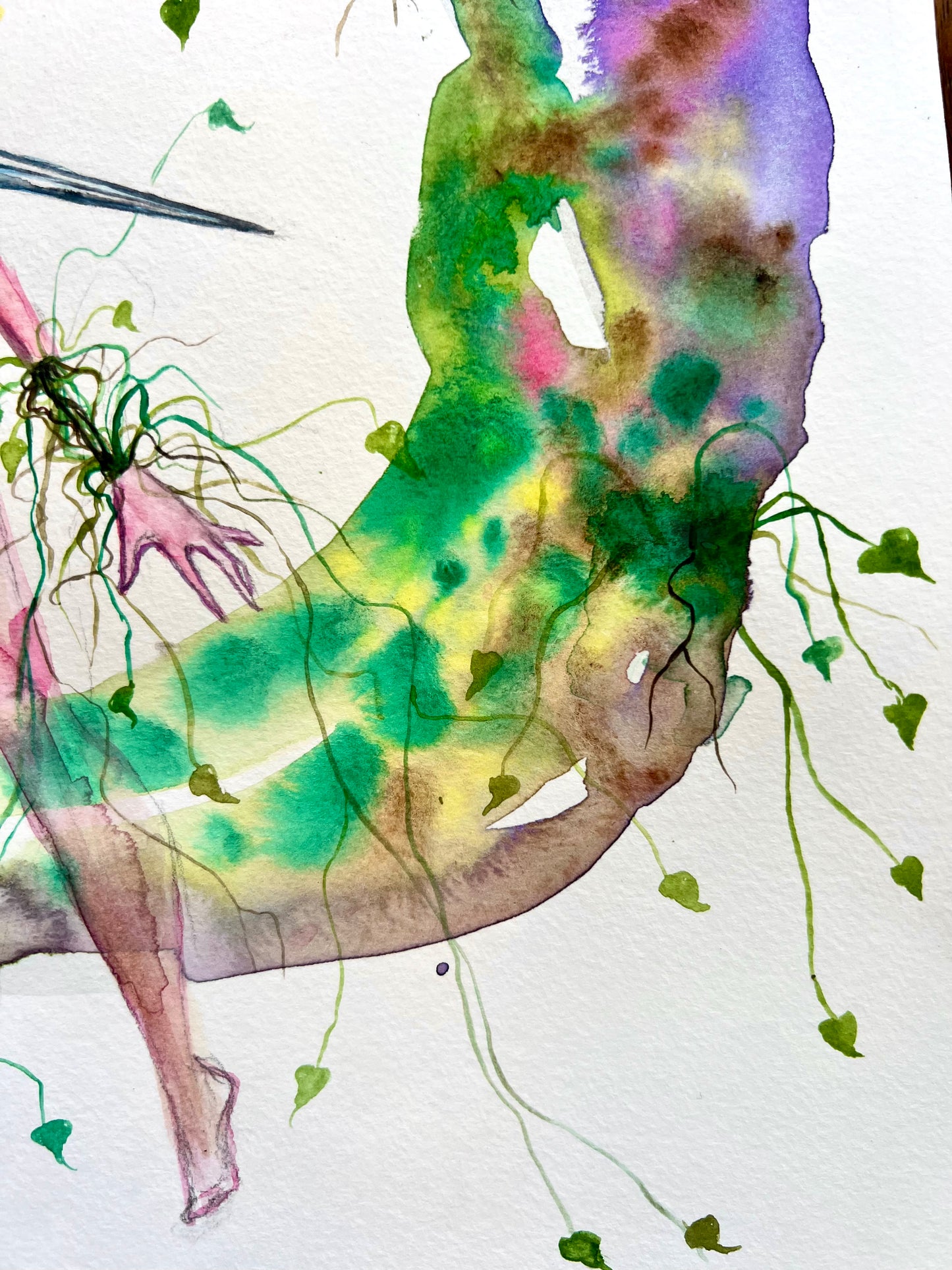 Original watercolor painting: The Severing The Mending