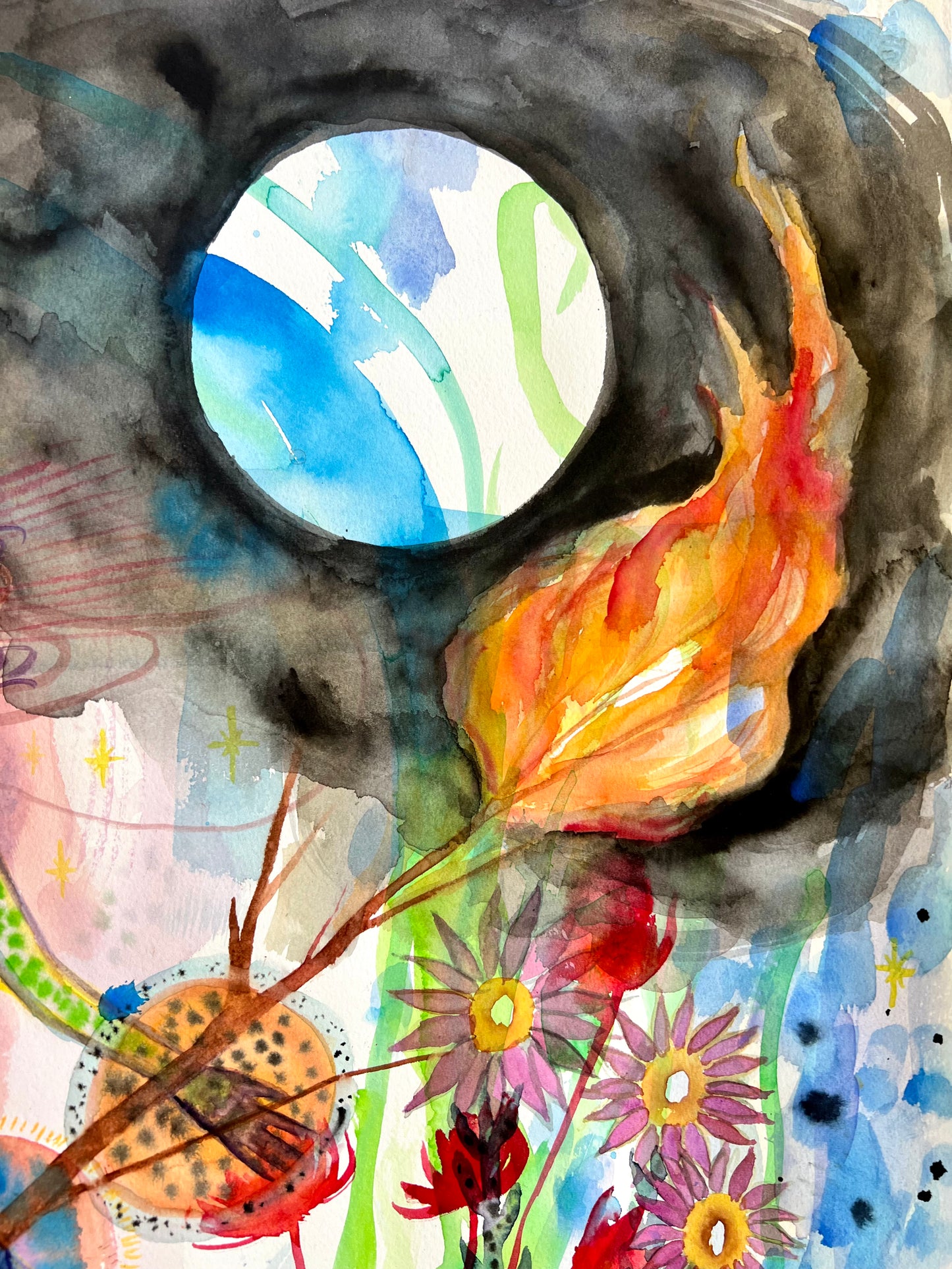 Original watercolor painting: Secrets Of The Night