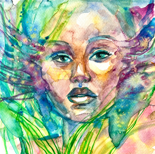 Original watercolor painting: I Dive Deeper