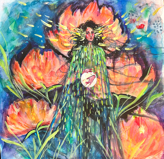 Watercolor and gouache painting: Illumination