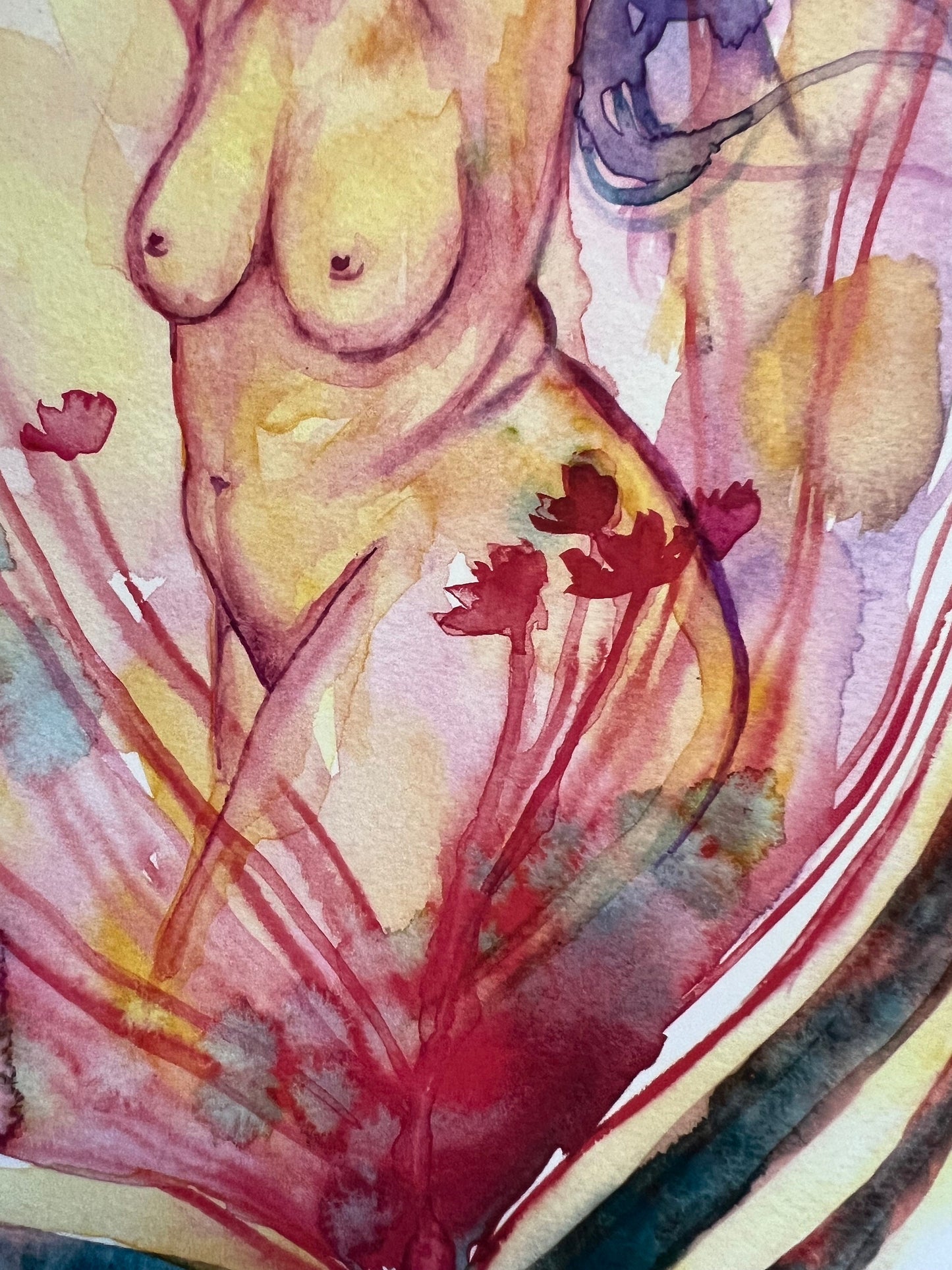 Original watercolor print: My Open Heart