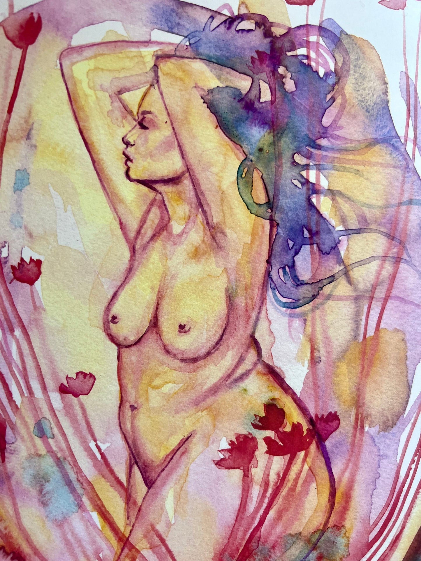Original watercolor print: My Open Heart