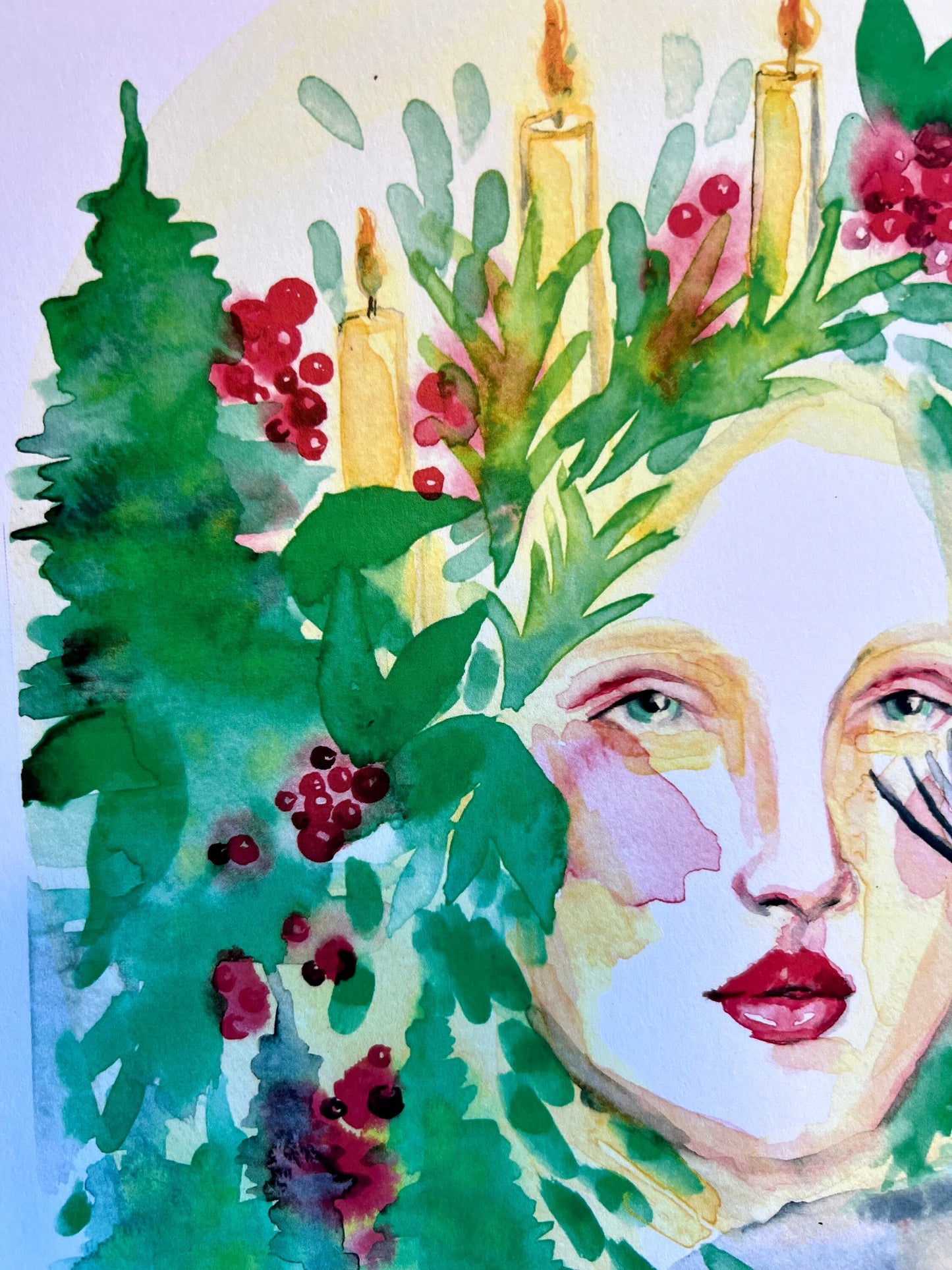 Original watercolor print: Blessed Yule