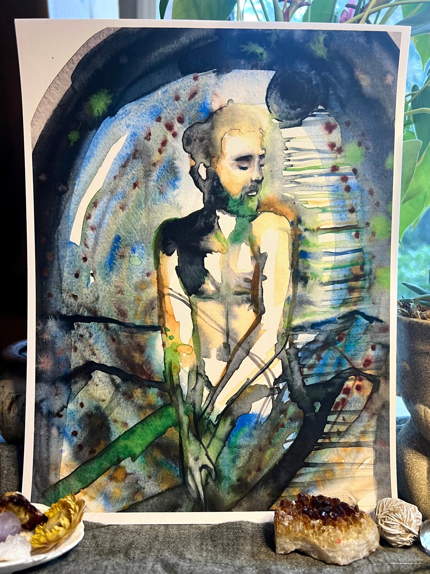 Original watercolor print: His Dark Moon