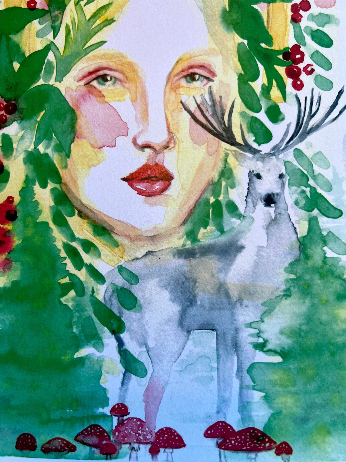 Original watercolor print: Blessed Yule