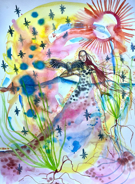 Original, watercolor, painting: All The Stars Shine Upon Me