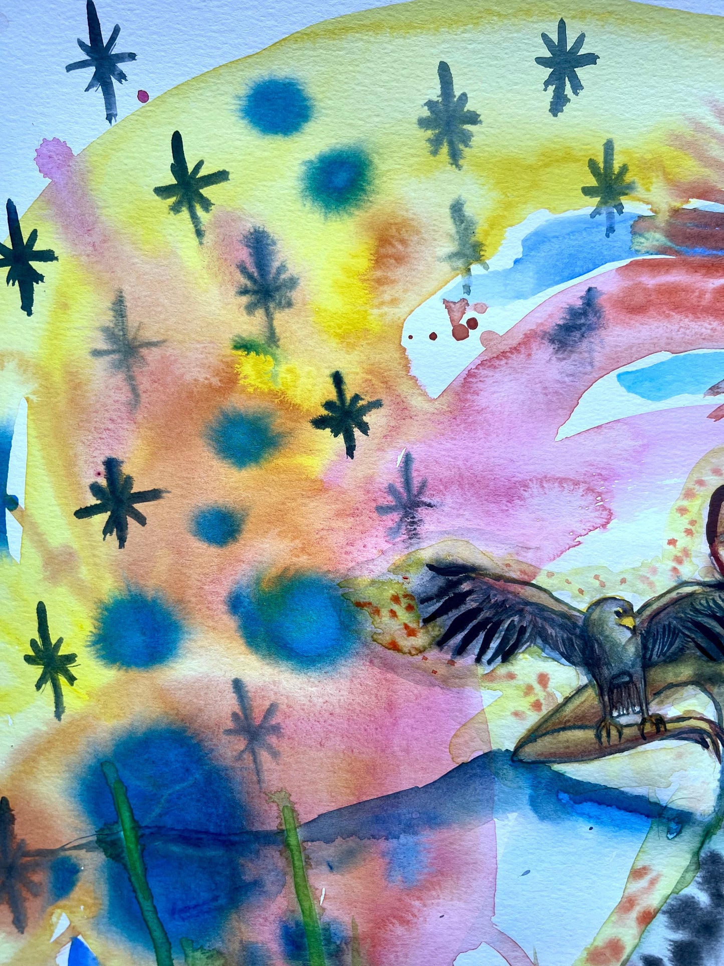 Original, watercolor, painting: All The Stars Shine Upon Me