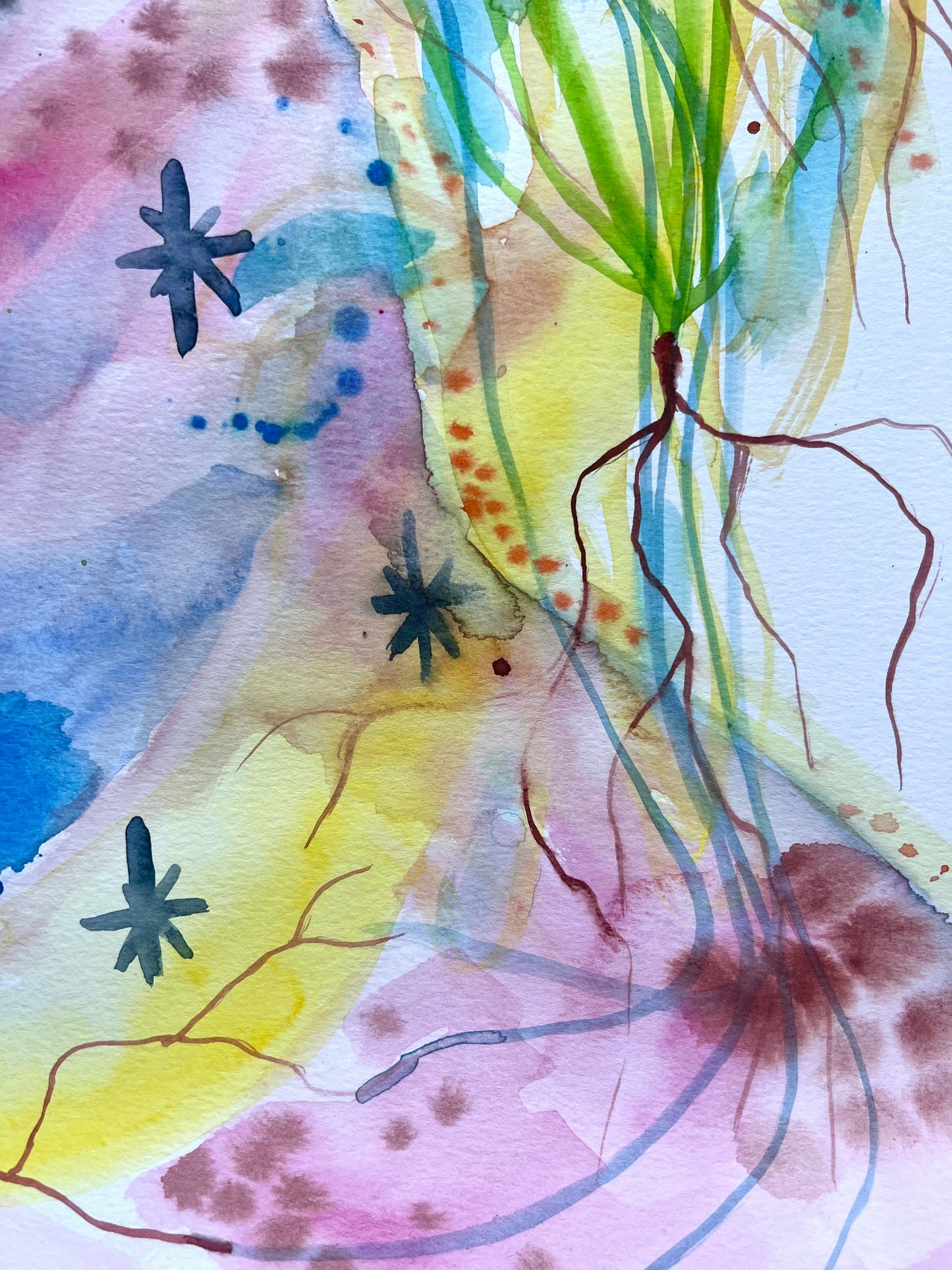 Original, watercolor, painting: All The Stars Shine Upon Me