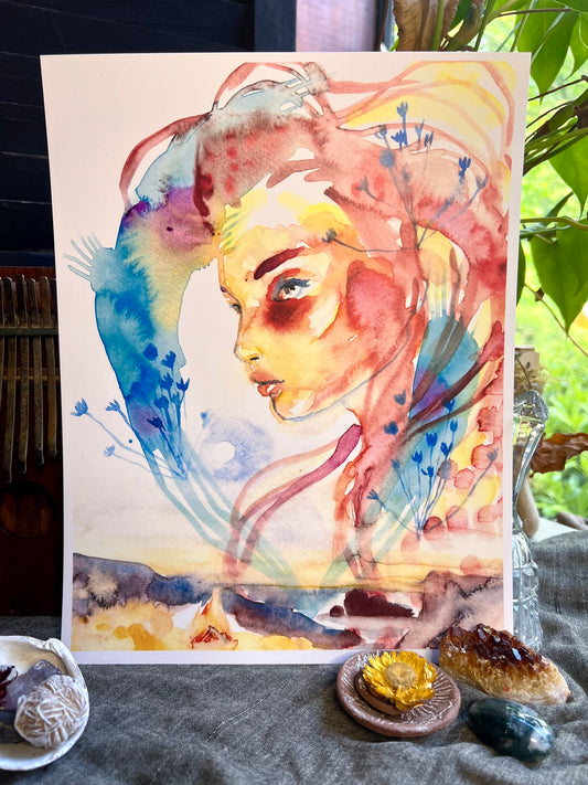 Original watercolor print: Working The Magic