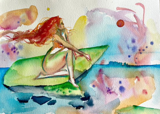 Original, original watercolor painting: My Life With The Sea