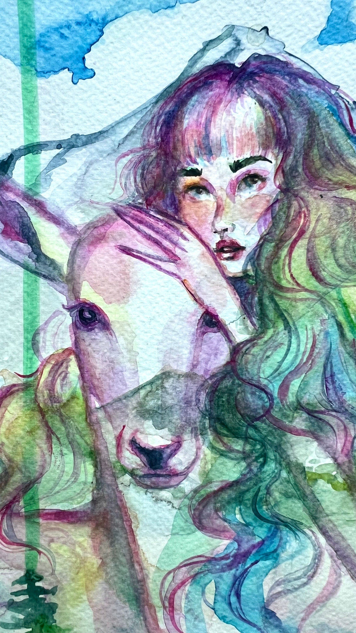 Original watercolor painting: Earth Beacon