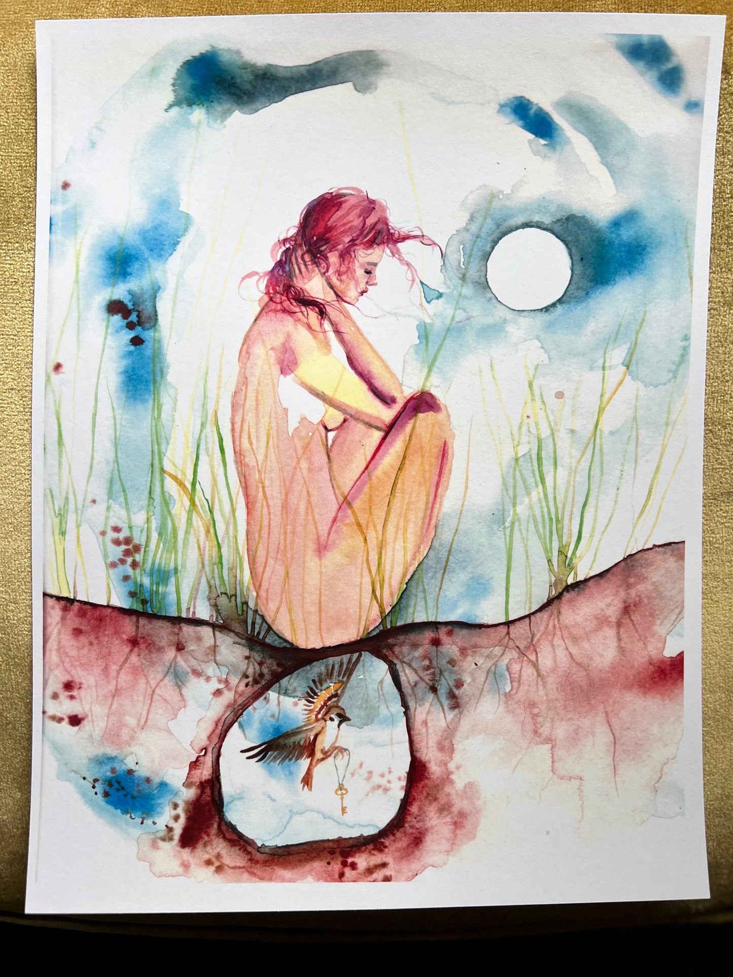 Original watercolor print: A Whisper Inside Me