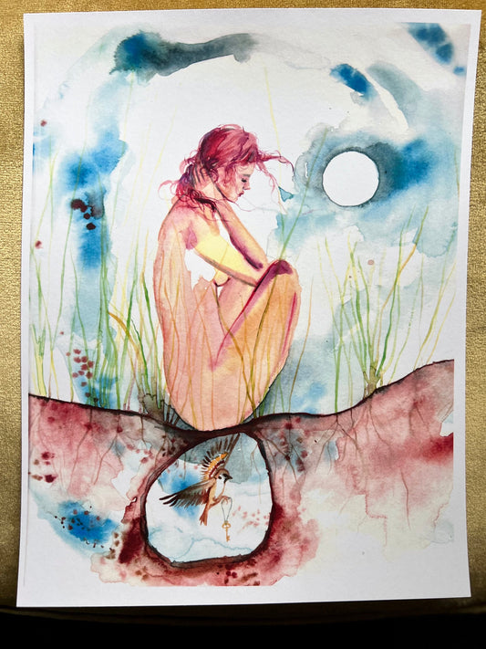 Original watercolor print: A Whisper Inside Me