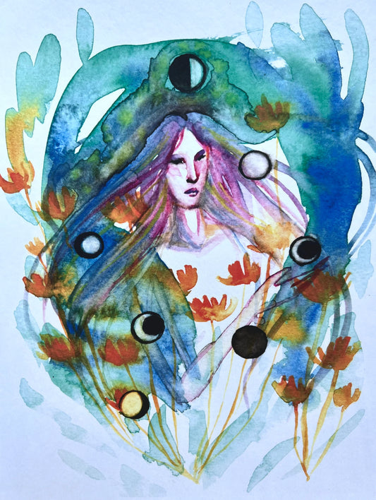 Lunation (original watercolor art print)