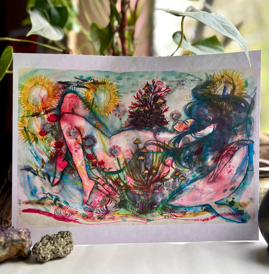 Original watercolor print: Of Land and Sea