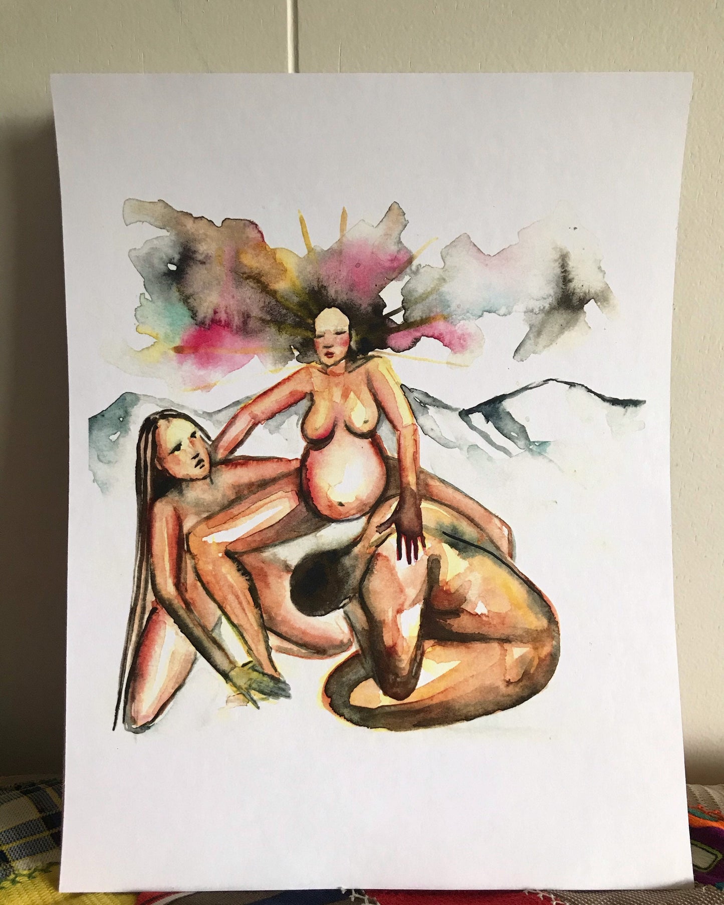 Birth art set of 9 Watercolor  (original art print)