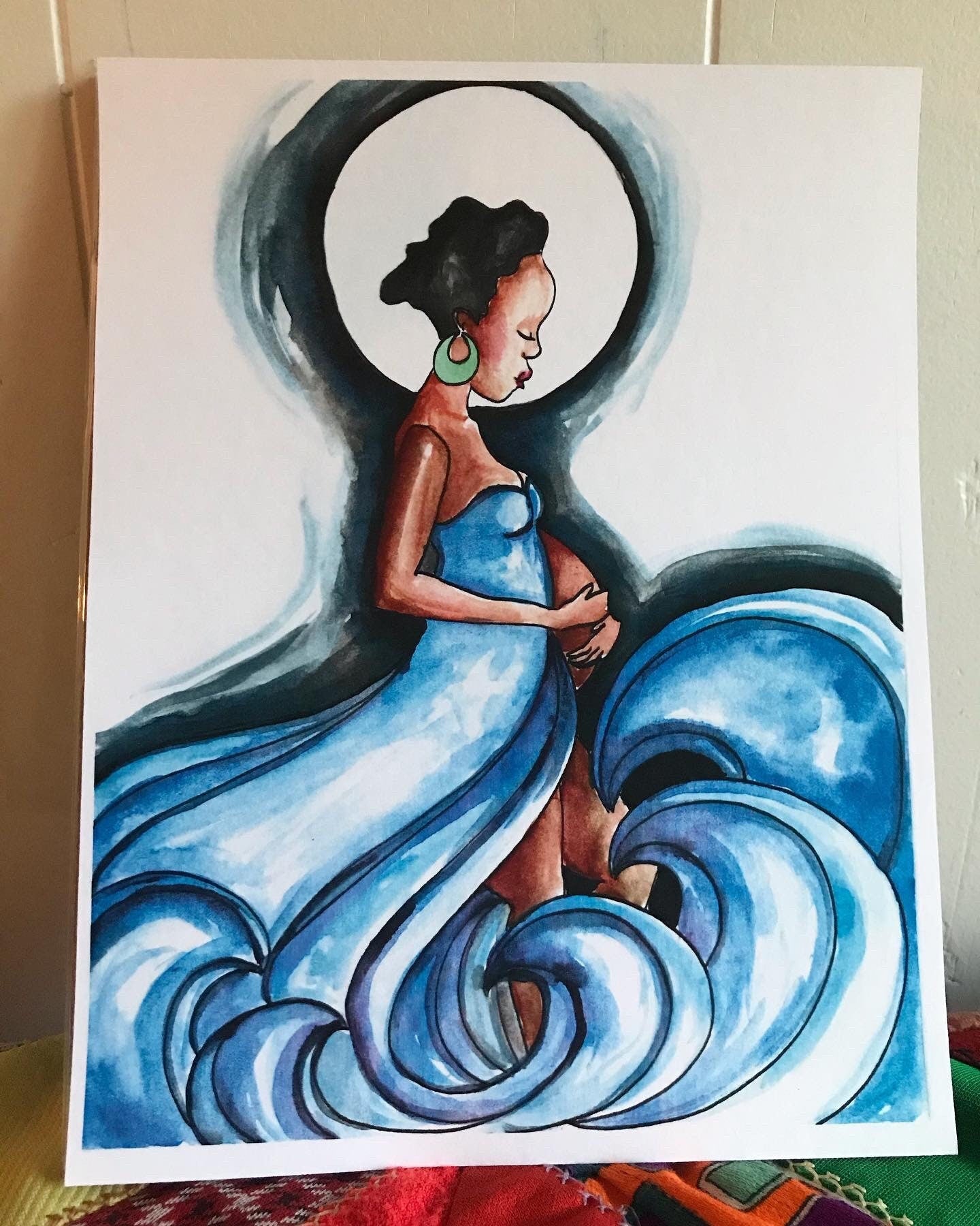 Birth art set of 9 Watercolor  (original art print)