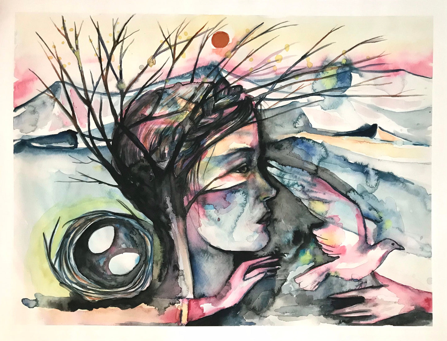 The Low Sun And The Long Shadows (original art giclee print)
