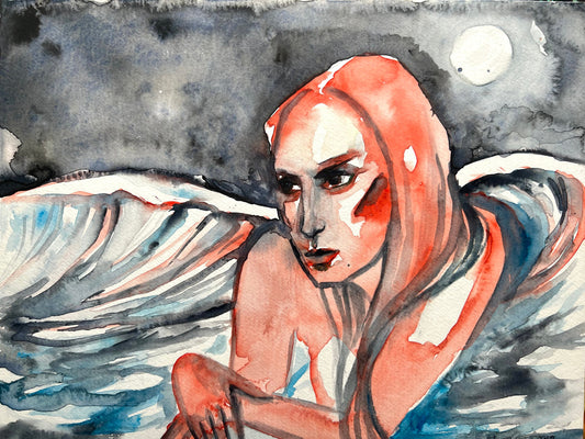 Original watercolor painting: I Am The Powerful Sea