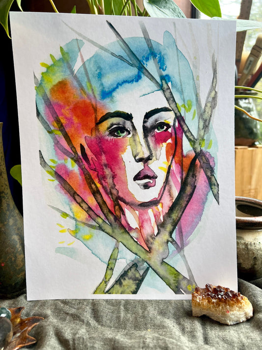 Original watercolor print: Through The Trees